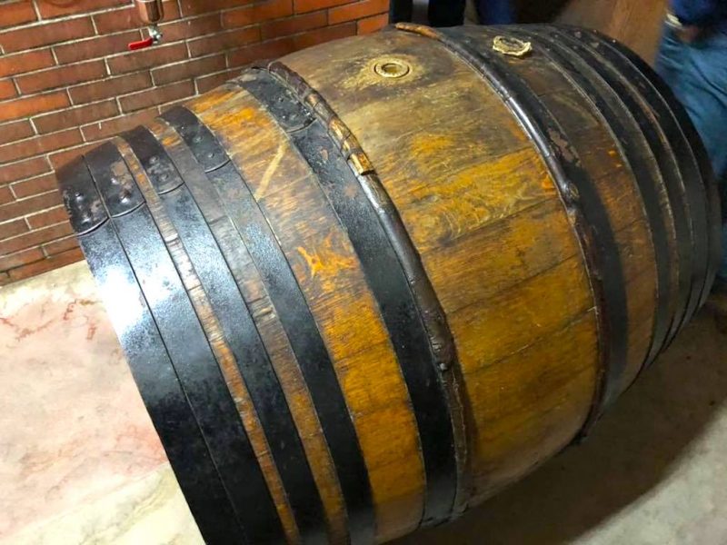 Oak barrel at Balluet Distillery